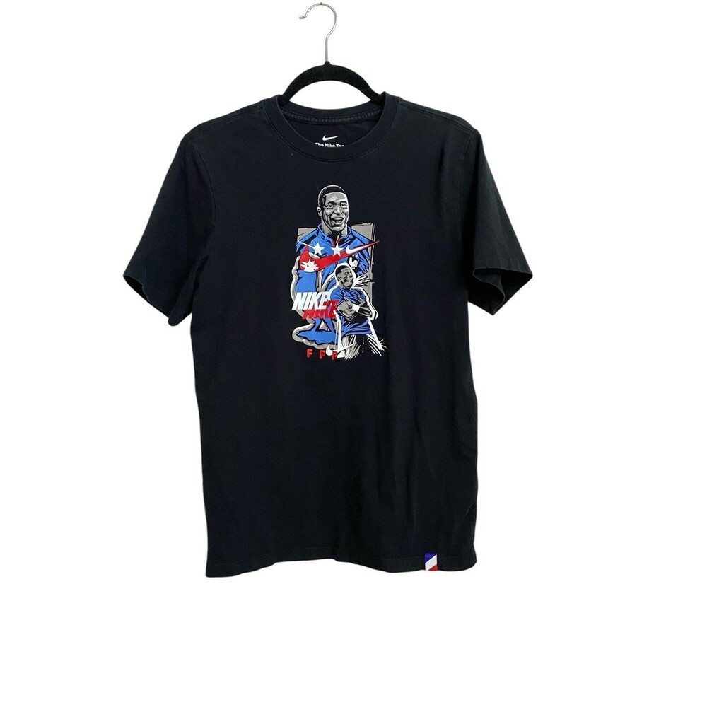 Nike Kylian Mbappe FFF France Soccer Graphic T Shirt Black Size S
